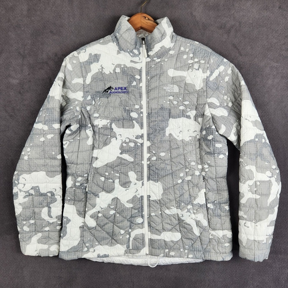 The North Face ThermoBall‎ Trekker Jacket Women Large Camo Apex Audiology Logo